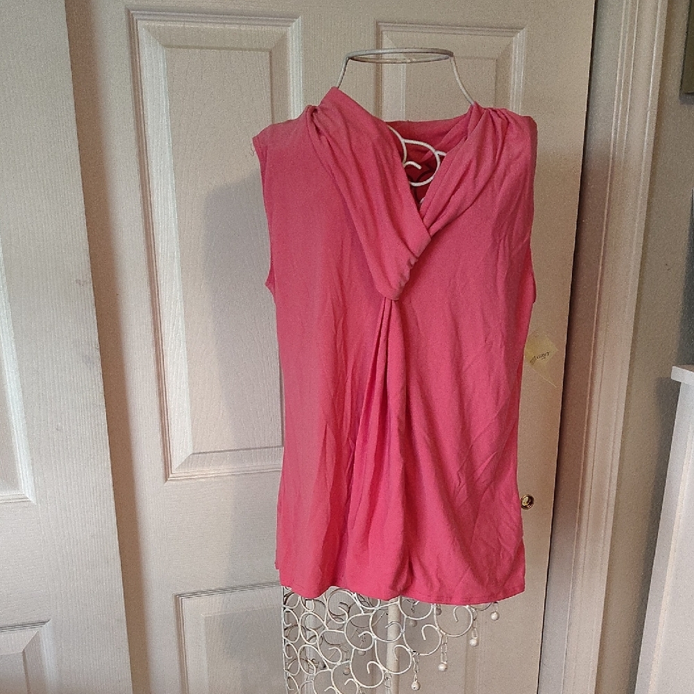 Chic Pink Drape Neck Women's Blouse